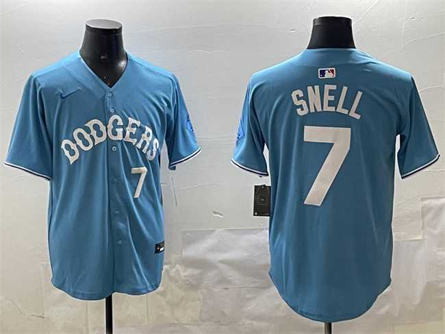 Men%27s Los Angeles Dodgers #7 Blake Snell Light Blue Limited Stitched Jersey->los angeles dodgers->MLB Jersey